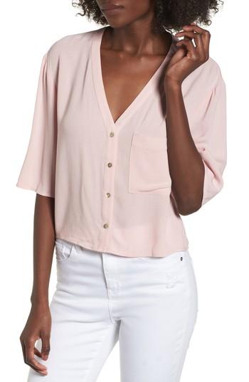 Women's Chloe & Katie Crepe Button Front Shirt - Pink