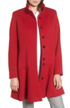 Women's Sofia Cashmere Funnel Neck Wool & Cashmere Flounce Coat - Red