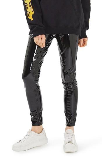 Women's Topshop Jamie Vinyl Skinny Jeans X 30 - Black