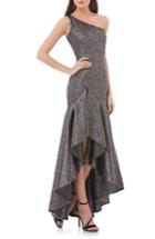 Women's Carmen Marc Valvo Infusion One-shoulder Metallic Gown - Black