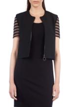 Women's Akris Punto Tulle Sleeve Crop Jacket - Black