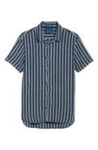 Men's Scotch & Soda Stripe Woven Shirt, Size - Blue