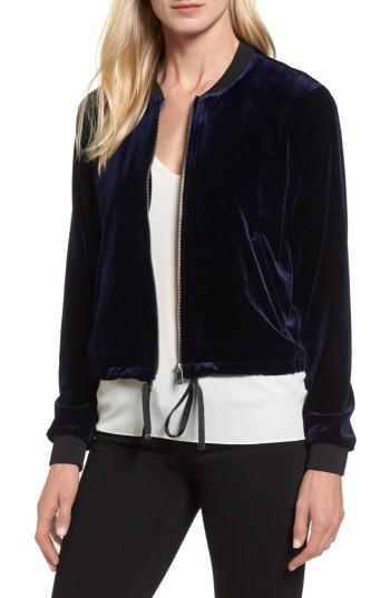Women's Nvlt Velvet Bomber Jacket - Blue