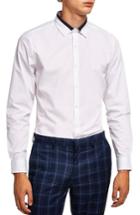 Men's Topman Slim Fit Panel Collar Shirt - White