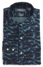 Men's Michael Bastian Trim Fit Camo Print Dress Shirt R - Blue