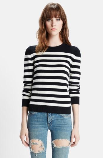Women's Saint Laurent Stripe Cashmere Sweater - Blue
