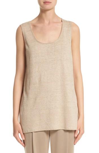 Women's Lafayette 148 New York Linen Scoop Neck Tank - Beige