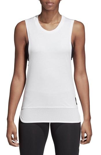 Women's Adidas Mesh Side Tank - White