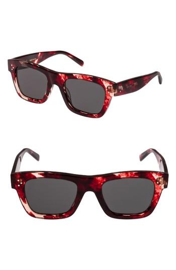 Women's Celine 51mm Rectangular Sunglasses - Striped Red Havana/ Green