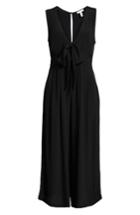 Women's Leith Tie Front Crop Jumpsuit, Size - Black