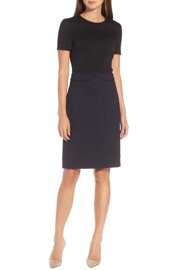 Women's Boss Dualisa Mixed Media Sheath Dress R - Blue