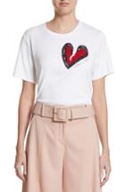 Women's Oscar De La Renta Heartbreaker Embellished Tee - White