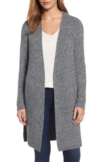 Petite Women's Halogen Long Ribbed Cardigan P - Grey
