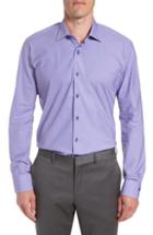 Men's Ike Behar Regular Fit Check Dress Shirt .5 34/35 - Purple