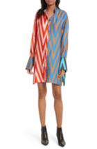 Women's Diane Von Furstenberg Bell Sleeve Silk Shirtdress, Size - Blue