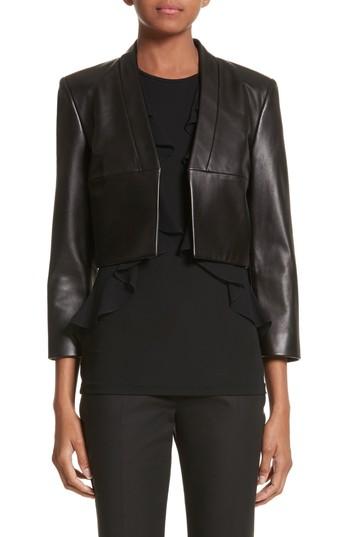 Women's Michael Kors Plonge Leather Bolero Jacket - Black