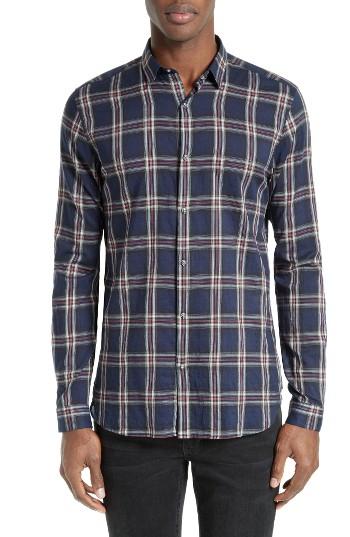 Men's The Kooples Trim Fit Skull Button Plaid Sport Shirt