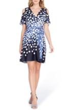 Women's Tahari Dot Cold Shoulder Faux Wrap Dress - Blue
