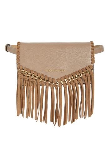 Michael Michael Kors Fringe Leather Belt Bag - Beige