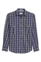 Men's Peter Millar Buffalo Buddy Regular Fit Check Sport Shirt, Size - Blue