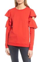 Women's Chelsea28 Ruffle Sleeve Sweatshirt, Size - Red