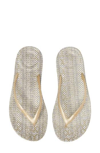 Women's Fitflop Iqushion(tm) Snakeprint Flip Flop M - Metallic