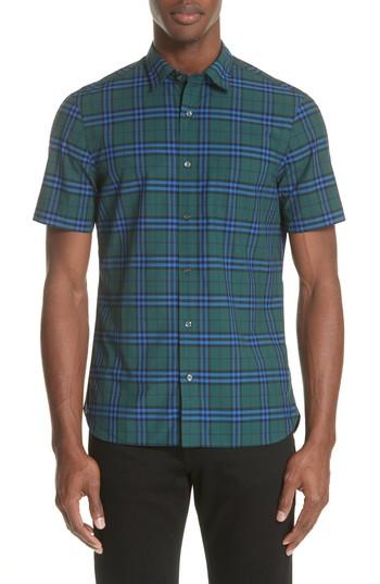Men's Burberry Alexander Check Sport Shirt, Size - Green