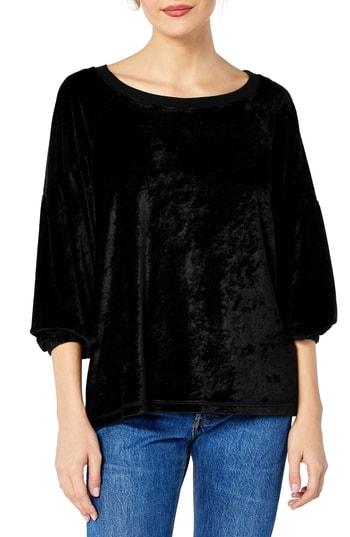 Women's Michael Stars Vali Velvet Balloon Sleeve Convertible Top - Black