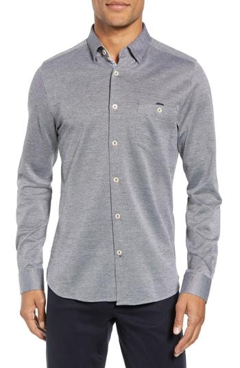 Men's Ted Baker London Timothy Slim Fit Cotton Jersey Shirt - Black