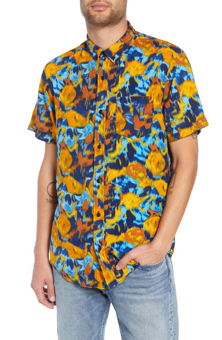 Men's The Rail Print Short Sleeve Sport Shirt - Blue