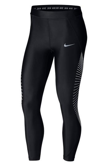 Women's Nike Power Speed 7/8 Women's Graphic Running Tights - Black