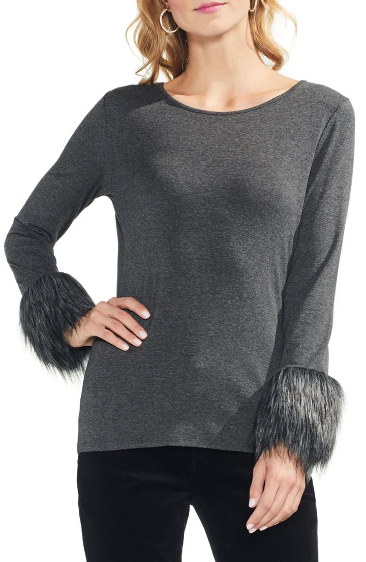 Women's Vince Camuto Faux Fur Cuff Top