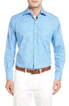 Men's Peter Millar Holiday Stripe Sport Shirt - Blue