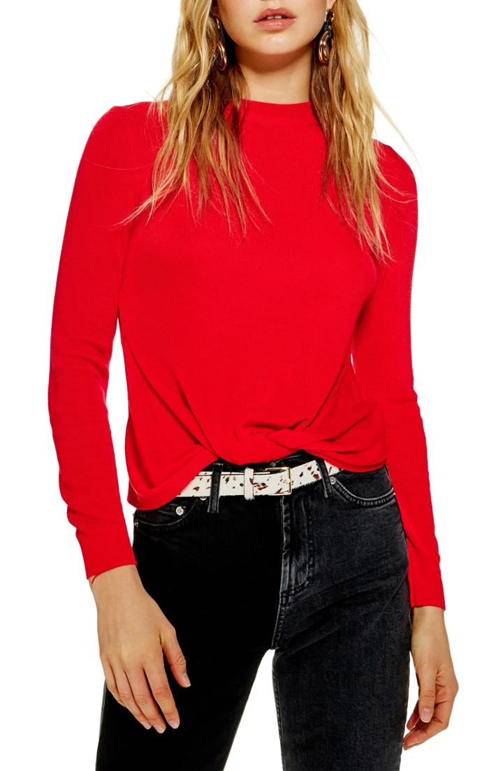 Women's Topshop Twist Hem Top - Red