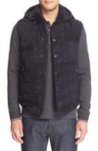 Men's Moncler Quilted Down Vest With Chamois Suede Front