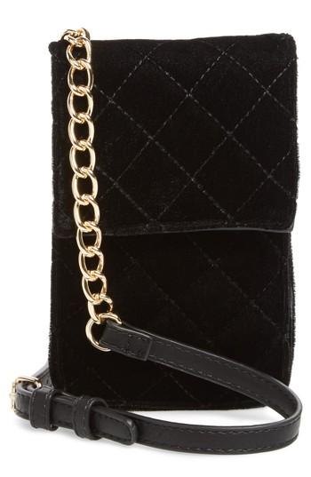 Bp. Quilted Velvet Phone Crossbody Bag - Black