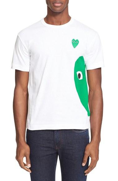 Men's Comme Des Garcons Play Graphic T-shirt With Heart Applique - White