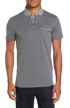 Men's Ted Baker London Woven Collar Polo (m) - Grey