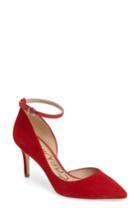 Women's Sam Edelman Tia Ankle Strap Pump .5 M - Red