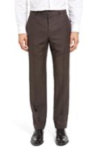 Men's Zanella Devon Flat Front Dot Wool Trousers - Brown