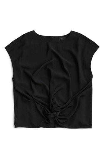 Women's J.crew Drapey Front Knot Top - Black