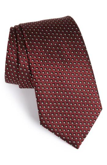 Men's Ermenegildo Zegna Geomeric Silk Tie, Size - Burgundy