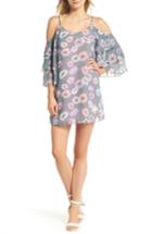 Women's Mary & Mabel Floral Cold Shoulder Shift Dress - Grey