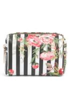 Yoki Bags Stripe Floral Cosmetics Bag, Size - Black