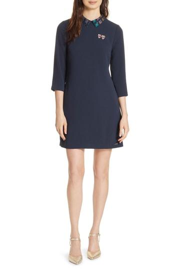 Women's Ted Baker London Delphin Printed Collar Shirtdress - Blue