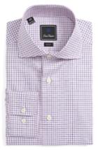 Men's David Donahue Trim Fit Check Dress Shirt .5 34/35 - Pink