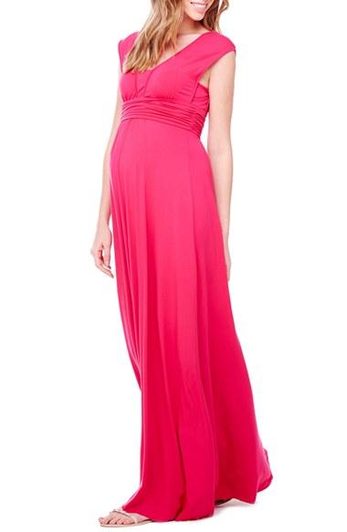 Women's Ingrid & Isabel Empire Waist Maternity Maxi Dress - Burgundy