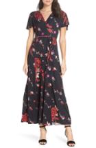 Women's French Connection Floral V-neck Maxi Dress - Black