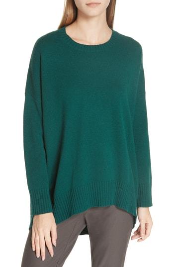 Women's Eileen Fisher Cashmere & Wool Blend Oversize Sweater, Size /x-small - Green