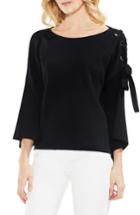 Petite Women's Vince Camuto Lace-up Bell Sleeve Sweater P - Black